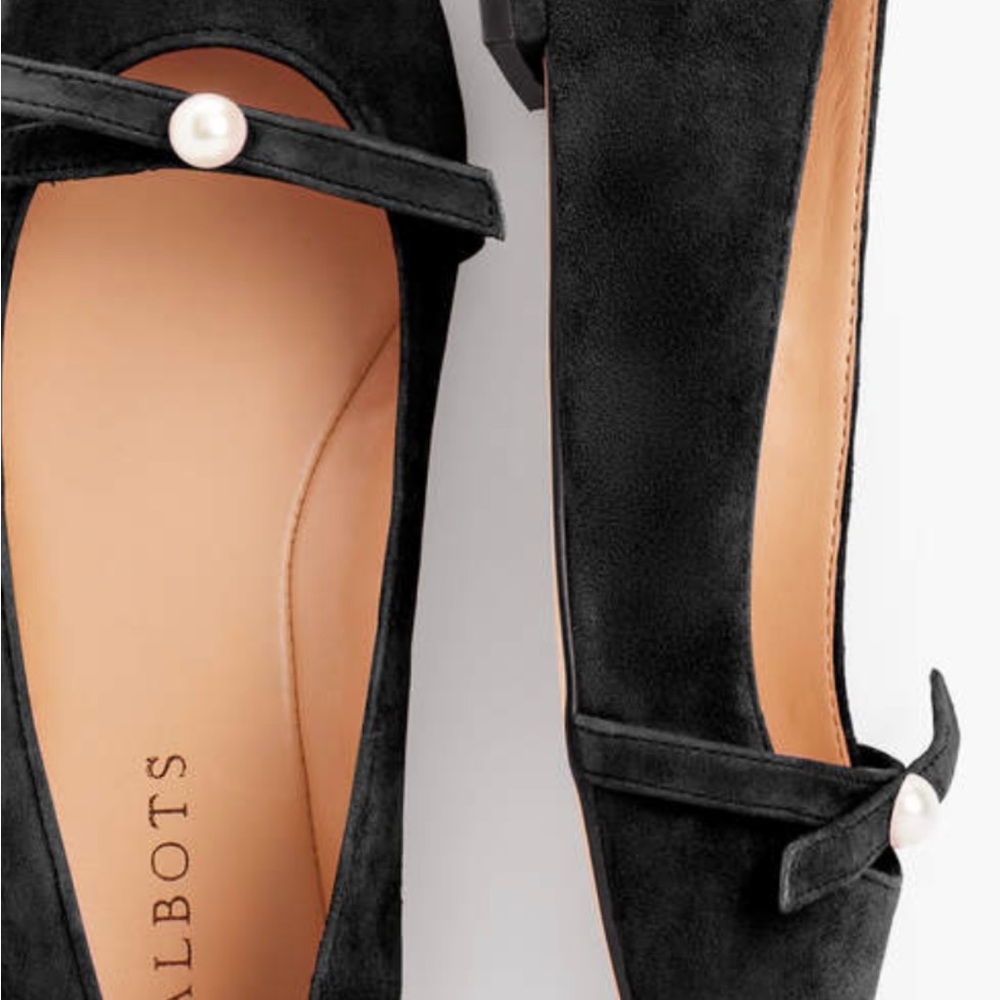 Talbots Poppy Pearl Black ballet flat Suede Women's Shoes